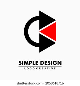 icono rojo negro en elementos de círculo y triángulo, letra de logotipo c. Resumen de la plantilla de diseño de iconos de logotipo de negocios