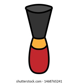 Black and red icon simple linear fashionable glamorous fluffy powder brushes rouge makeup. Vector illustration