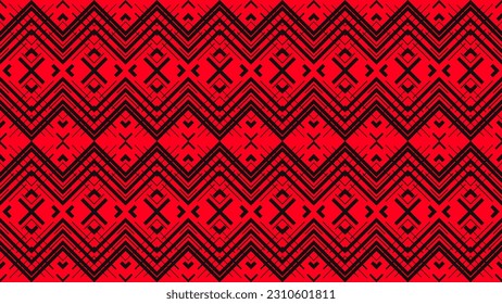black and red ikat seamless pattern vector