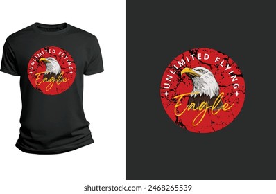 Black Red Illustrated Eagle T-Shirt, typography t-shirt design