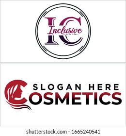 Schwarz rotes Anfangssymbol Symbol Kreis-Kalligrafie Frauen Haare moderne Logo-Designs für Kosmetik Beauty Spa Frauen Business Salon Mode Stil Dame Stilfschicker FrisFrisFrisFrisFrisur-Haarschnitt