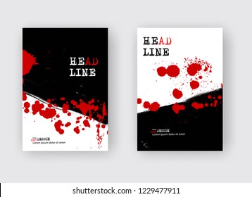 Schwarz-roter Pinselstrich auf weißem Hintergrund. Japanischer Stil. Vektorgrafik von Grunge-Wellenflecken.Vektorgrafik bürstet.