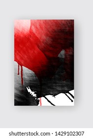 Black and red ink brush stroke on white background. Japanese style. Vector illustration of grunge stains