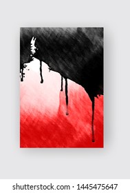 Black and red ink brush stroke on white background. Japanese style. Vector illustration of grunge stains