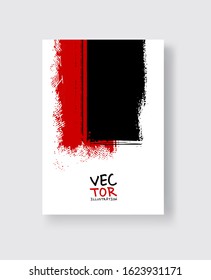 Black red ink brush stroke on white background. Minimalistic style. Vector illustration of grunge element stains.Vector brushes illustration.