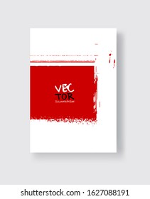 Black red ink brush stroke on white background. Minimalistic style. Vector illustration of grunge element stains.Vector brushes illustration.
