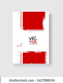 Black red ink brush stroke on white background. Minimalistic style. Vector illustration of grunge element stains.Vector brushes illustration.