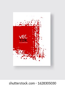 Black red ink brush stroke on white background. Minimalistic style. Vector illustration of grunge element stains.Vector brushes illustration.