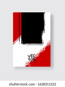 Black red ink brush stroke on white background. Minimalistic style. Vector illustration of grunge element stains.Vector brushes illustration.