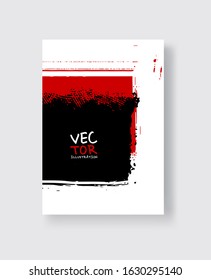 Black red ink brush stroke on white background. Minimalistic style. Vector illustration of grunge element stains.Vector brushes illustration.