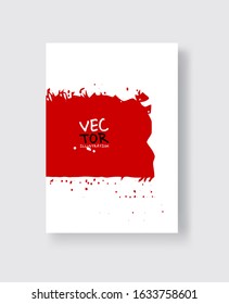 Black red ink brush stroke on white background. Minimalistic style. Vector illustration of grunge element stains.Vector brushes illustration.