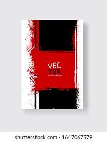 Black red ink brush stroke on white background. Minimalistic style. Vector illustration of grunge element stains.Vector brushes illustration.