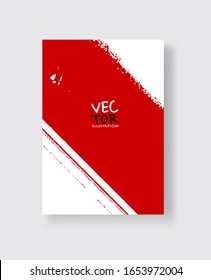 Pincel rojo negro sobre fondo blanco. Estilo minimalista. Ilustración vectorial de las manchas de los elementos de granulado.Vector pinza la ilustración.