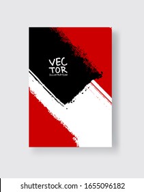 Pincel rojo negro sobre fondo blanco. Estilo minimalista. Ilustración vectorial de las manchas de los elementos de granulado.Vector pinza la ilustración.