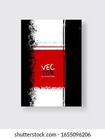 Pincel rojo negro sobre fondo blanco. Estilo minimalista. Ilustración vectorial de las manchas de los elementos de granulado.Vector pinza la ilustración.