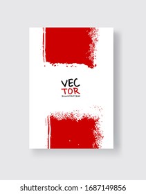 Pincel rojo negro sobre fondo blanco. Estilo minimalista. Ilustración vectorial de las manchas de los elementos de granulado.Vector pinza la ilustración.