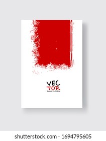 Black red ink brush stroke on white background. Minimalistic style. Vector illustration of grunge element stains.Vector brushes illustration.