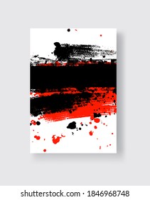 Black and Red ink brush stroke on white background. Japanese style. Vector illustration of grunge stains