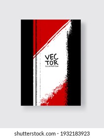 Black red ink brush stroke on white background. Minimalistic style. Vector illustration of grunge element stains.Vector brushes illustration.