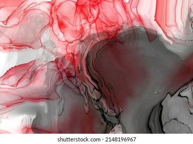 Black red ink brush stroke on white background. Design element. Vector illustration of grunge wave stains. Vector brushes illustration.