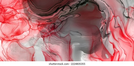 Black red ink brush stroke on white background. Design element. Vector illustration of grunge wave stains. Vector brushes illustration.