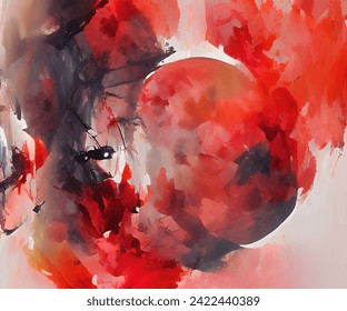 Black red ink brush stroke background. Japanese style. Vector illustration of grunge abstract stains.Vector brushes illustration.
