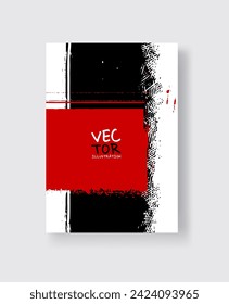Black red ink brush stroke on white background. Minimalistic style. Vector illustration of grunge element stains.Vector brushes illustration.