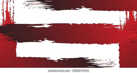 Trazo de pincel de tinta roja negra sobre fondo blanco. Estilo japonés. Ilustración vectorial de manchas de ondas grunge. Ilustración de pinceles de Vector.
