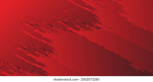 Trazo de pincel de tinta roja negra sobre fondo blanco. Estilo japonés. Ilustración vectorial de manchas de ondas grunge. Ilustración de pinceles de Vector.