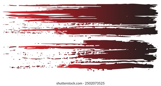 Trazo de pincel de tinta roja negra sobre fondo blanco. Estilo japonés. Ilustración vectorial de manchas de ondas grunge. Ilustración de pinceles de Vector.