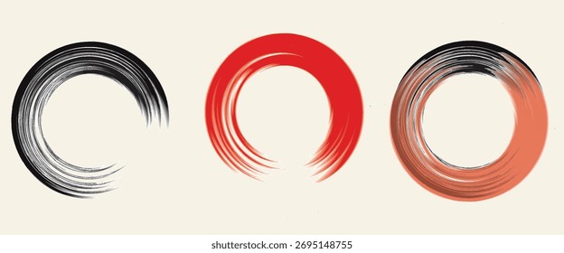 Conjunto de trazo redondo de tinta negra y roja
