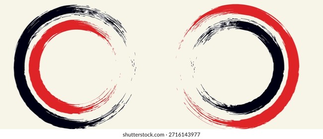 Conjunto de traçados redondos de tinta preta e vermelha, Eps10