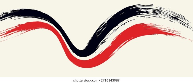 Conjunto de trazo redondo de tinta negra y roja, Eps10