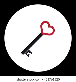 black and red isolated simple old door key with heart icon eps10