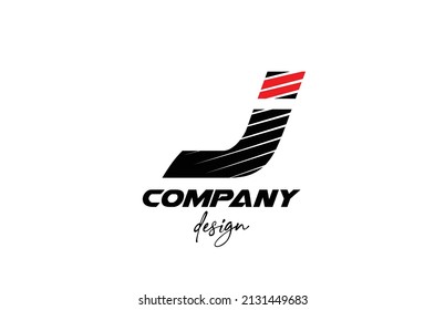 black and red J alphabet letter logo icon. Creative design for business and company with sliced bold style