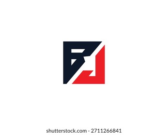 Black and red JB letter. JB letter logo design Initial letter BJ monogram logo. 