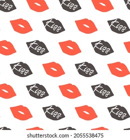 Black and Red Kiss Lips Vector Graphic Art Seamless Pattern can be use for background and apparel design