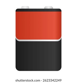 Black and Red Large Battery Vector. Primary Battery for Personal Power Source.