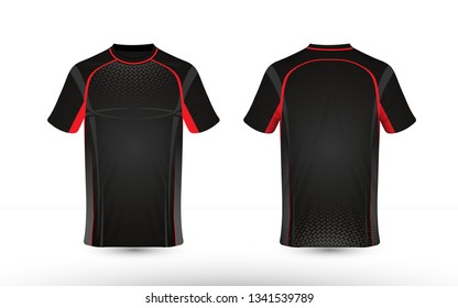 Black and red layout e-sport t-shirt design template