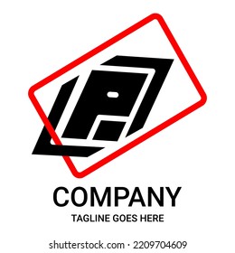 Black and red letter P logo design. Capital letter P on white background.