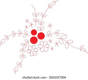 Black and Red Line Flower Free Vector Image