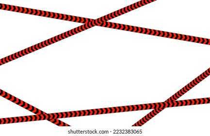 Línea negra y roja rayada. Cintas de advertencia. Señales de peligro. Precaución, cinta de barricadas, No cruzar, policía, cinta de barrera de escena.Ilustración vectorial