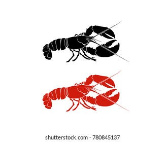 Black and Red Lobster Food Vector Animal Logo Symbol for Restaurant