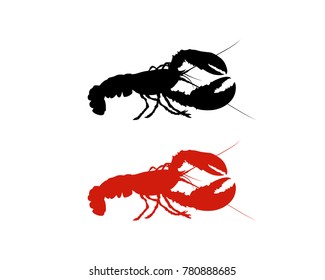 Black and Red Lobster Food Vector Animal Logo Symbol for Restaurant