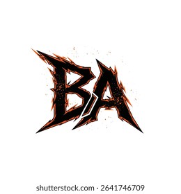Black and Red logo with angry vibe for letter B with letter A 