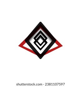 a black and red logo with a diamond shape