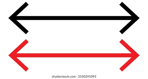 Black and red long arrow icon. Long arrow. Black arrow, Red arrow.