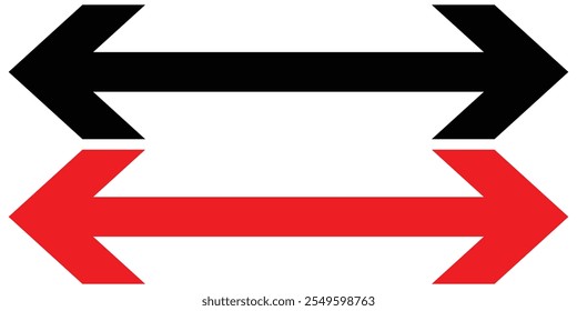Black  and red long dual arrow icon vector. Simple dual arrow icon vector. Dual arrow vector for app and UI design. Vector illustration.