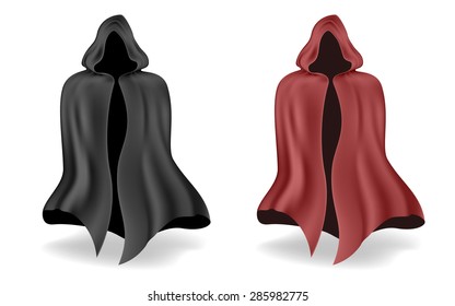 Black and red magic mantle with shadow on a white background.