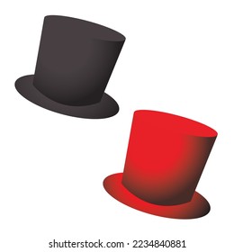 black and red magician hat. vector illustration